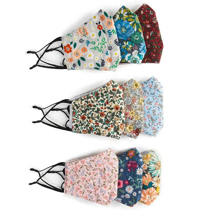 Washable Reusable 3 Layer Fabric Face Mask With Nose Wire Filter Pocket
