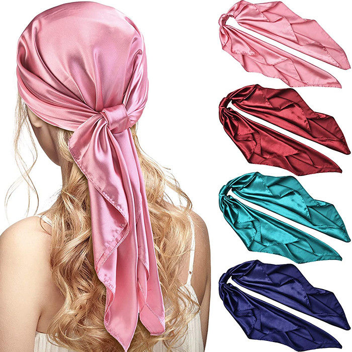 Satin Large Vintage Square Head Scarf Silk Bandana Scarf Head Wrap 35Inch