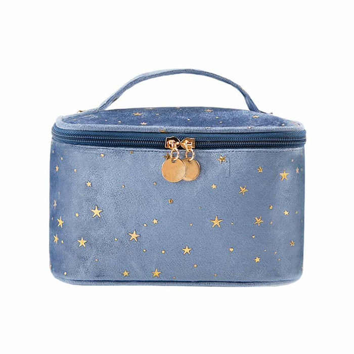 Velvet Cosmetic Makeup Bags 8x5.5x5.1 Inch With Handle Brush Holder