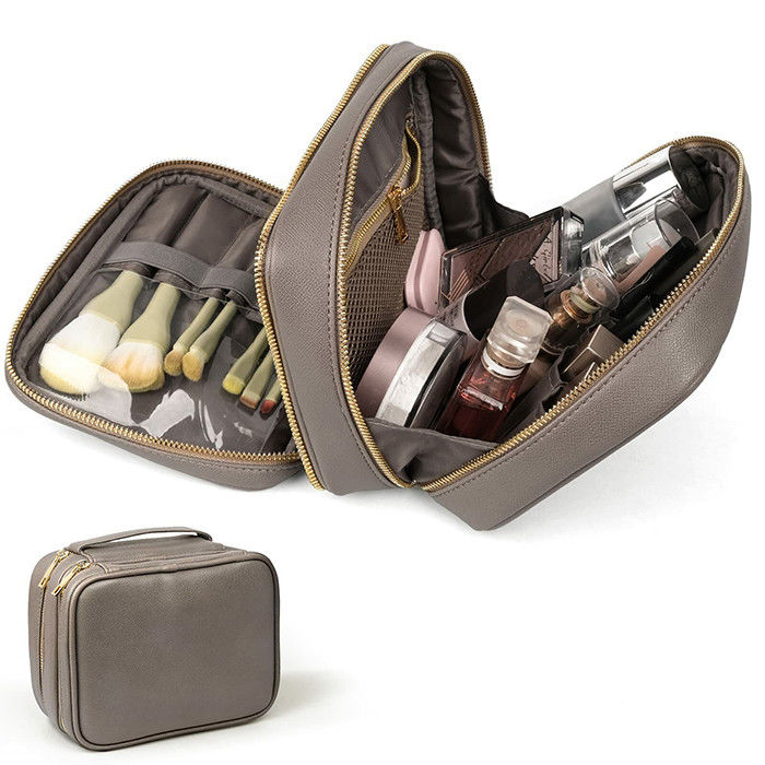 Spillproof Interiors Cosmetic Makeup Bags Waterproof PU Leather Nylon Lining